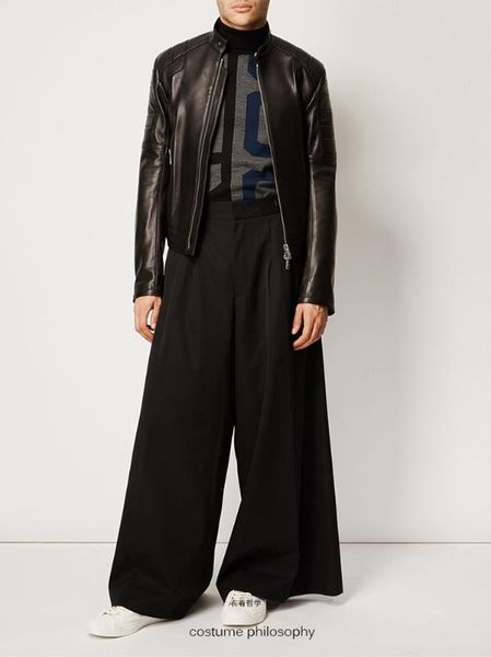 27-44 2019 new men's clothing hair stylist fashion street plus size super loose bell-bottoms wide leg pants culottes costumes, Black
27-44 2019 new men's clothing hair stylist fashion street plus size super loose bell-bottoms wide leg pants culottes costumes, Black