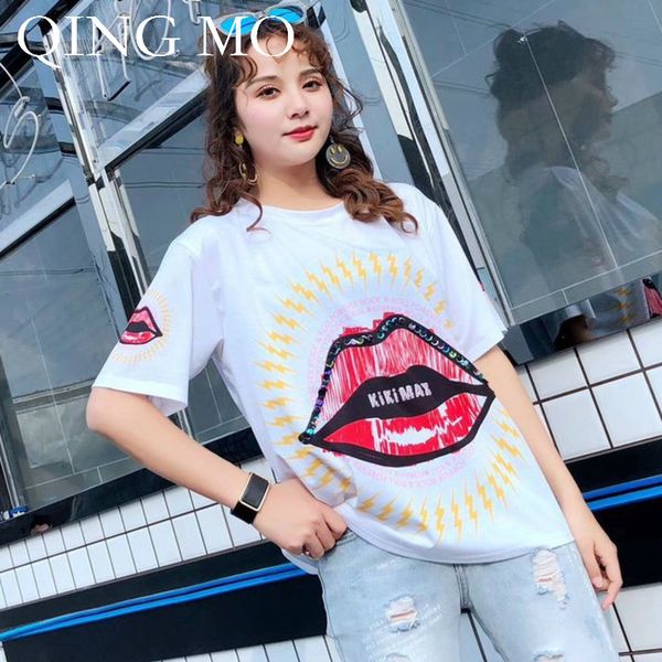 qing mo women big lip sequin t shirt women white o neck short sleeve t shirt casual style zqy214
qing mo women big lip sequin t shirt women white o neck short sleeve t shirt casual style zqy214