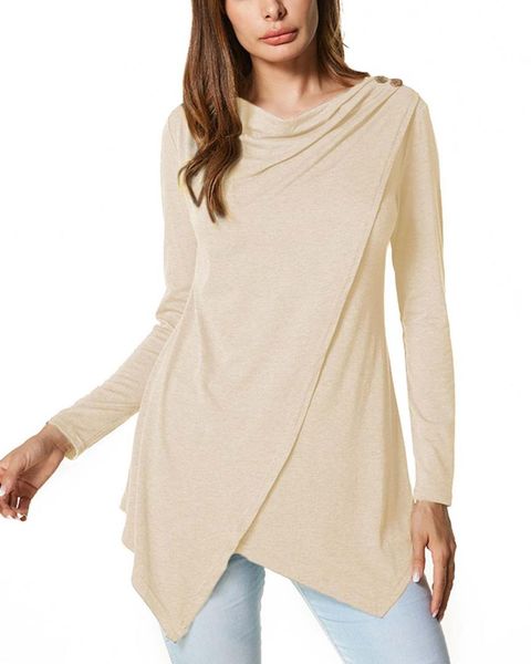 casual loose blouse shirts women 2019 zanzea spring autumn button solid pullover irregular round neck long sleeve shirts, White
casual loose blouse shirts women 2019 zanzea spring autumn button solid pullover irregular round neck long sleeve shirts, White