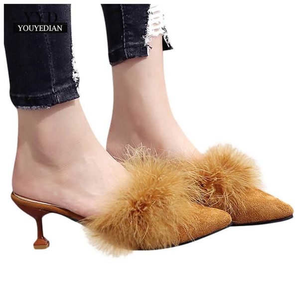 women's pointed toe lazy furry middle heel slippers sinlge shoes woman fashion lazy shoes casual high heeled slippers #1-2, Black
women's pointed toe lazy furry middle heel slippers sinlge shoes woman fashion lazy shoes casual high heeled slippers #1-2, Black