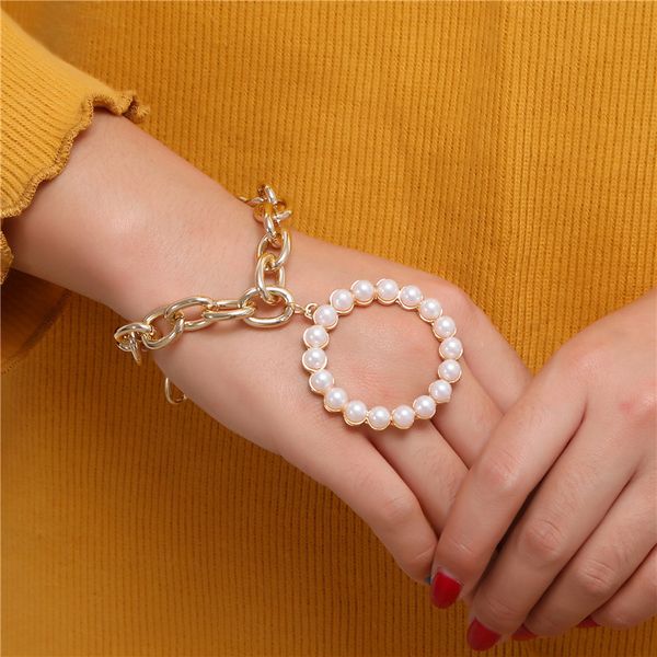 link, chain bohemian baroque gold color imitation pearl geometric round pendant bangle bracelets for women punk heavy thick, Black
link, chain bohemian baroque gold color imitation pearl geometric round pendant bangle bracelets for women punk heavy thick, Black