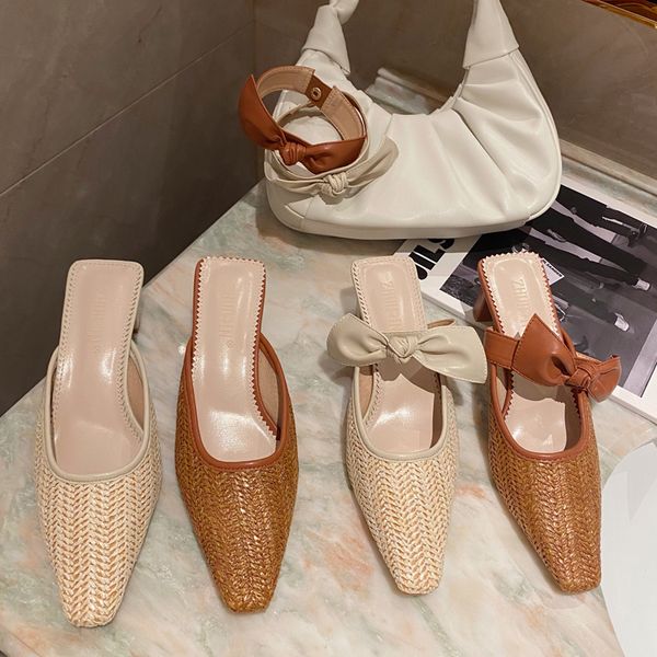new cane weave mules woman square heels slippers fashion butterfly-knot closed toe slides shallow slip on shoes zapatos mujer, Black
new cane weave mules woman square heels slippers fashion butterfly-knot closed toe slides shallow slip on shoes zapatos mujer, Black