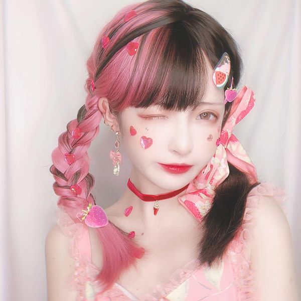 lolita air bangs female long hair pink chocolate color matching color natural cute soft girl heat resistant synthetic sweet wig, Black
lolita air bangs female long hair pink chocolate color matching color natural cute soft girl heat resistant synthetic sweet wig, Black