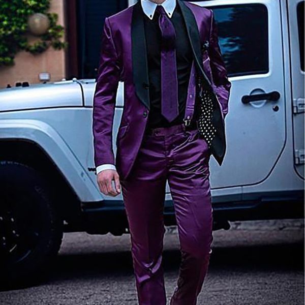 2019 men's suits new fashion shiny purple groom tuxedos groomsmen wear excellent men business activity suit party prom suit, White;black
2019 men's suits new fashion shiny purple groom tuxedos groomsmen wear excellent men business activity suit party prom suit, White;black