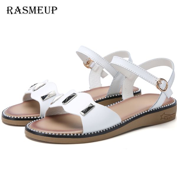 rasmeup women summer sandals metal buckle flat sandals female ankle strap simple cross genuine leather comfortable ladies shoes, Black
rasmeup women summer sandals metal buckle flat sandals female ankle strap simple cross genuine leather comfortable ladies shoes, Black