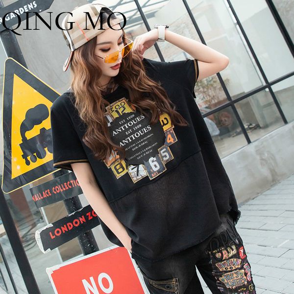 qing mo women letter number printing t shirt women summer black hooded t shirt patchwork 2019 zqy180, White
qing mo women letter number printing t shirt women summer black hooded t shirt patchwork 2019 zqy180, White