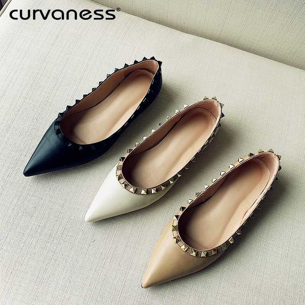 curvaness genuine leather flats women shoes loafers slip on women's flat rivets design female skirt shoes plus size 34-42, Black
curvaness genuine leather flats women shoes loafers slip on women's flat rivets design female skirt shoes plus size 34-42, Black