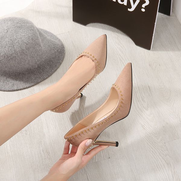 casual heels 2019 velvet shoes women lace-up branded pumps sandals ladies rivets shallow mouth pointed wedge slip om high, Black
casual heels 2019 velvet shoes women lace-up branded pumps sandals ladies rivets shallow mouth pointed wedge slip om high, Black