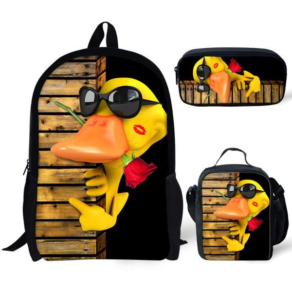 cool anime duck 3d print kids bag schoolbag 3pcs set backpack student bookbag mochila school bag teen girl boy book bags
cool anime duck 3d print kids bag schoolbag 3pcs set backpack student bookbag mochila school bag teen girl boy book bags