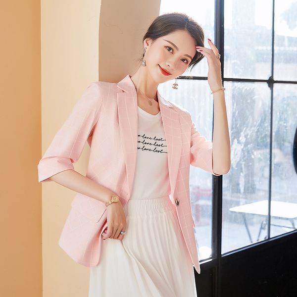 summer office lady work slim thin suit jacket women casual pink plaid suit women blazers and jackets plaid blazer feminino, White;black
summer office lady work slim thin suit jacket women casual pink plaid suit women blazers and jackets plaid blazer feminino, White;black