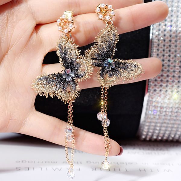 2019 new fashion women pearl earrings embroidery butterfly crystal long tassel drop dangle earrings jewelry for girls gift, Golden;silver
2019 new fashion women pearl earrings embroidery butterfly crystal long tassel drop dangle earrings jewelry for girls gift, Golden;silver