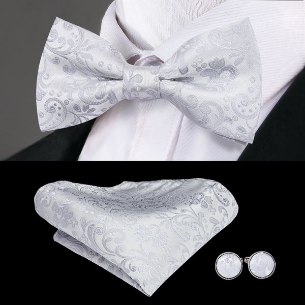 hi-tie white floral bow tie for men luxury style neck wear silk jacquard woven hanky cufflinks set for wedding party lh-791, Black;gray
hi-tie white floral bow tie for men luxury style neck wear silk jacquard woven hanky cufflinks set for wedding party lh-791, Black;gray