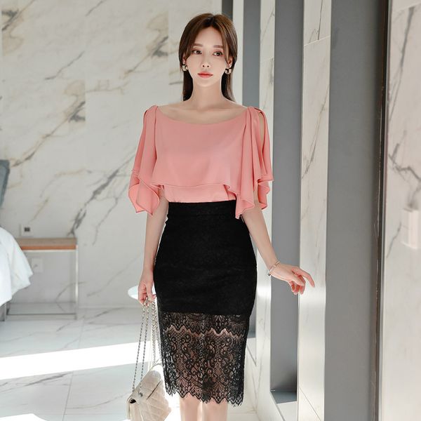 office lady suits women summer ruffles blouses + high waist sheath bodycon lace skirt two piece set outfits ta3380, White
office lady suits women summer ruffles blouses + high waist sheath bodycon lace skirt two piece set outfits ta3380, White