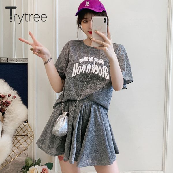 trytree summer women two piece set fashion shining casual print letter o-neck + shorts elastic waist suit set 2 piece, White
trytree summer women two piece set fashion shining casual print letter o-neck + shorts elastic waist suit set 2 piece, White