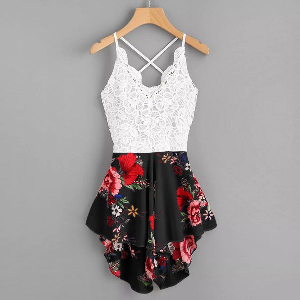 feitong women's playsuit summer ladies crochet lace panel bow tie back florals shorts jumpsuit macacao feminino overalls, Black;white
feitong women's playsuit summer ladies crochet lace panel bow tie back florals shorts jumpsuit macacao feminino overalls, Black;white