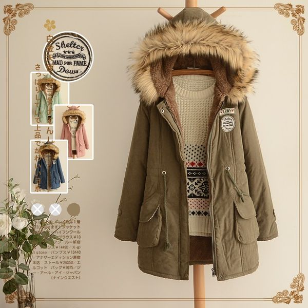japanese autumn and winter new cotton coat women's plus velvet thick slim cotton jacket in the long section of clothing, Tan;black
japanese autumn and winter new cotton coat women's plus velvet thick slim cotton jacket in the long section of clothing, Tan;black