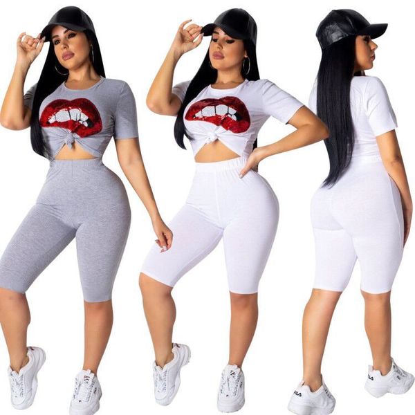 Women Summer 2pcs Suits Tops Shorts Clothing Sets Sequined Lip Designer Tracksuits
Women Summer 2pcs Suits Tops Shorts Clothing Sets Sequined Lip Designer Tracksuits