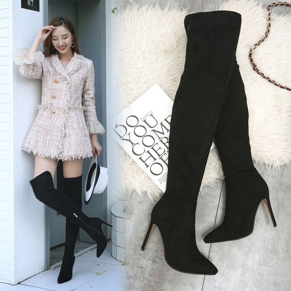 long tube boots women winter stretchy fabric high boot zip pointed toe stylish lady stiletto heel shoes over-the-knee warm, Black
long tube boots women winter stretchy fabric high boot zip pointed toe stylish lady stiletto heel shoes over-the-knee warm, Black