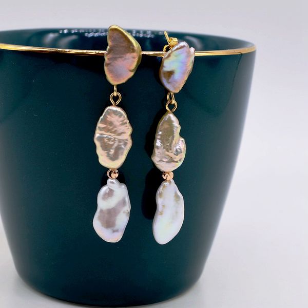 pearl earrings, women's colored long earrings, natural baroque pearl custom irregular earrings, handmade ing, Silver
pearl earrings, women's colored long earrings, natural baroque pearl custom irregular earrings, handmade ing, Silver