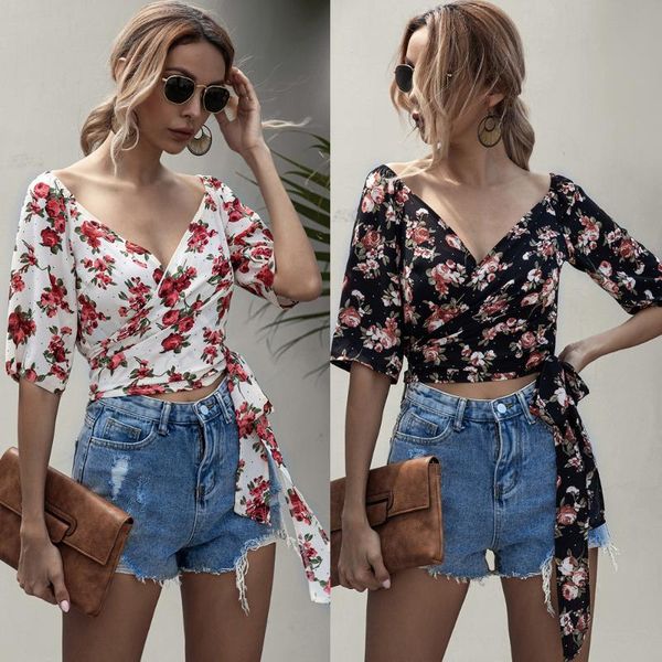 women's blouses & shirts korean print chiffon shirt lady blouse 2021 v-neck elegant flowers cross lacing woemn and, White
women's blouses & shirts korean print chiffon shirt lady blouse 2021 v-neck elegant flowers cross lacing woemn and, White