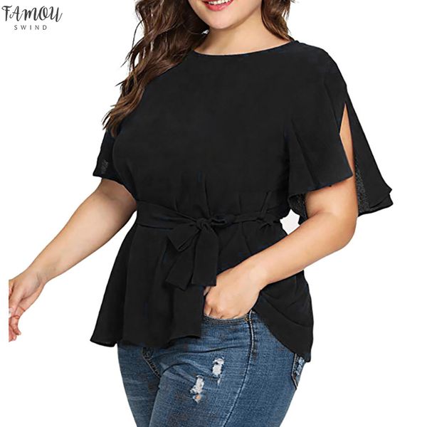 summer 5xl plus size women blouses solid belted knot short sleeve casual round neck grote maten dames kleding 10, White
summer 5xl plus size women blouses solid belted knot short sleeve casual round neck grote maten dames kleding 10, White