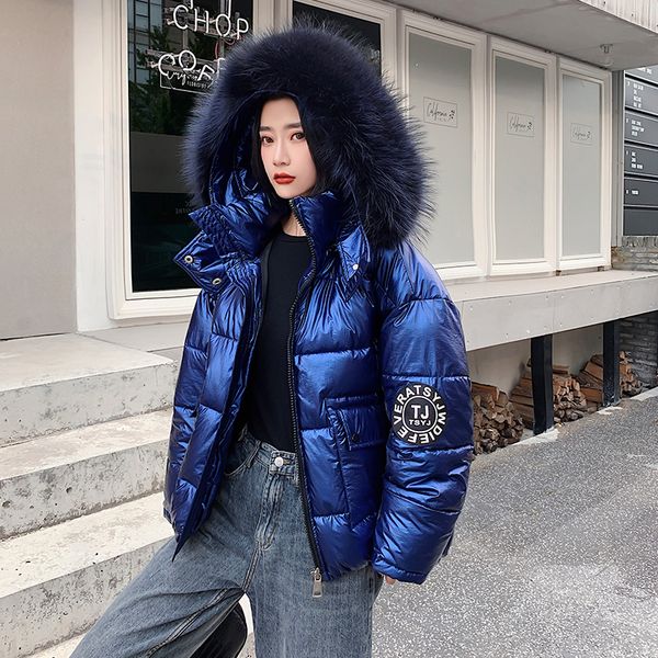 2019 new glossy winter big fur down cotton padded jacket for women thick bright pink short shiny jacket epaulet cotton parkas, Black
2019 new glossy winter big fur down cotton padded jacket for women thick bright pink short shiny jacket epaulet cotton parkas, Black