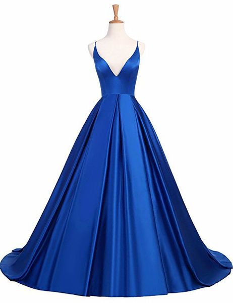deep v neck simple satin prom dresses backless pageant formal evening gowns plus size, Black
deep v neck simple satin prom dresses backless pageant formal evening gowns plus size, Black
