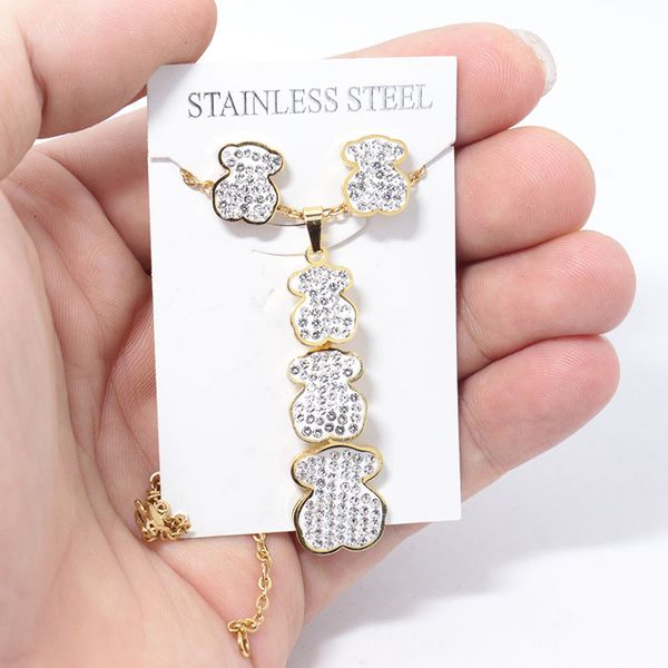fashion shell bear pendant golden silver stainless steel necklace earrings women girls jewelry sets
fashion shell bear pendant golden silver stainless steel necklace earrings women girls jewelry sets