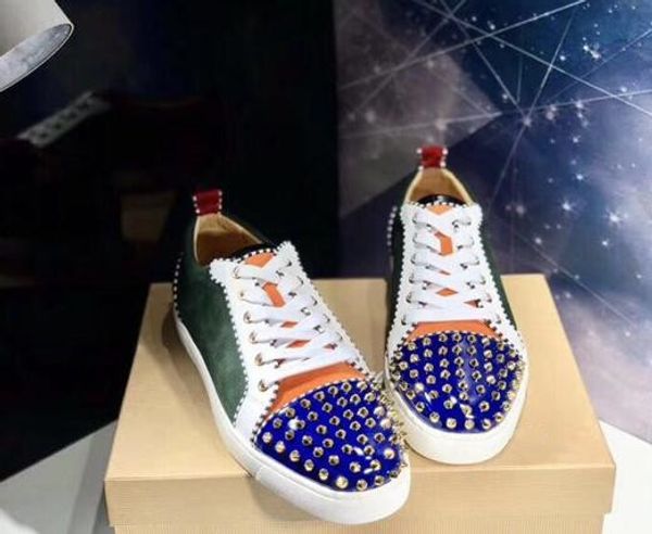 2019 new famous designer brand red shoes lovers casual leather fashion rivet shoes party sneakers, Black 
2019 new famous designer brand red shoes lovers casual leather fashion rivet shoes party sneakers, Black