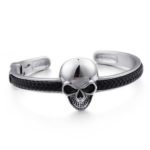 bangle 316l stainless steel skull jewelry personalized punk woven leather bracelet men's, Black
bangle 316l stainless steel skull jewelry personalized punk woven leather bracelet men's, Black