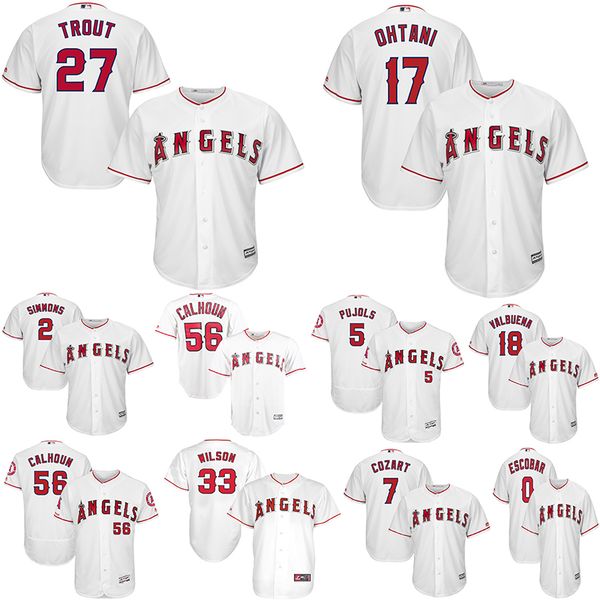 Los Angeles Men's Angels Jerseys Mike Trout Shohei Ohtani Andrelton Simmons Andrelton Simmons Luis Valbuena White Cool Base Baseball Jersey 
Los Angeles Men's Angels Jerseys Mike Trout Shohei Ohtani Andrelton Simmons Andrelton Simmons Luis Valbuena White Cool Base Baseball Jersey