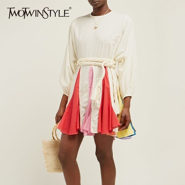 twotwinstyle spring hit color patchwork womens dress o neck puff sleeve bandage dresses female 2019 casual vintage fashion, Black;gray
twotwinstyle spring hit color patchwork womens dress o neck puff sleeve bandage dresses female 2019 casual vintage fashion, Black;gray