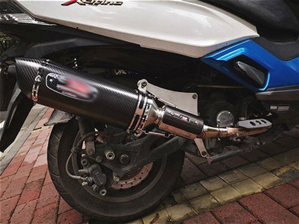 motorcycle exhaust muffler escape slip on for kymco exhaust xciting250 300 modified carbon fiber three-way pipe