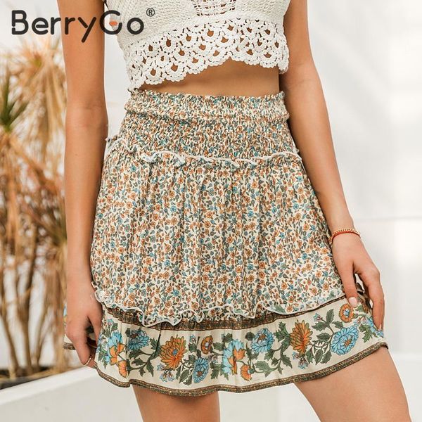 berrygo smocking elastic high waist short skirts women bohemian floral print skirts female casual beach wear summer skirts 2020, Black
berrygo smocking elastic high waist short skirts women bohemian floral print skirts female casual beach wear summer skirts 2020, Black