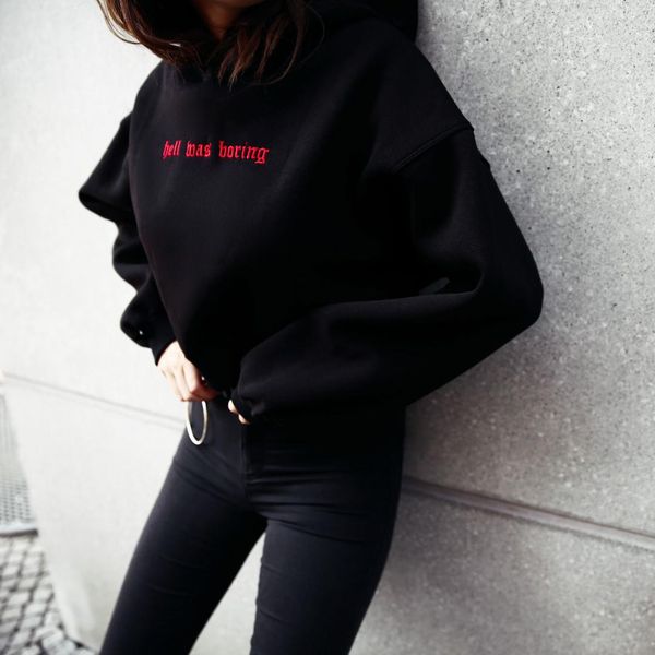 ад был скучен письмо печать hoodie женщина с капюшоном толстовки женщины смешные tumblr с длинным рукавом пуловеры толстовки, Black
ад был скучен письмо печать hoodie женщина с капюшоном толстовки женщины смешные tumblr с длинным рукавом пуловеры толстовки, Black