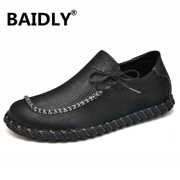 men loafers genuine leather soft men's shoes breathable outdoor anti-skid casual lace up mens lazy footwear flat, Black
men loafers genuine leather soft men's shoes breathable outdoor anti-skid casual lace up mens lazy footwear flat, Black