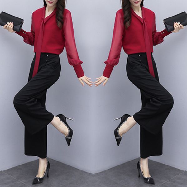 2020 summer korean fashion wide leg pants two piece set long sleeve blouse women outfits office patchwork plus size clothing, White
2020 summer korean fashion wide leg pants two piece set long sleeve blouse women outfits office patchwork plus size clothing, White