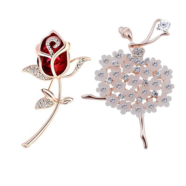 1pcs crystal rhinestone rose flower brooch & 1pcs ballet angel girl cubic rhinestone decoration brooch pin, Gray
1pcs crystal rhinestone rose flower brooch & 1pcs ballet angel girl cubic rhinestone decoration brooch pin, Gray