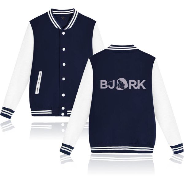 bjork baseball jacket women men fashion cotton harajuku hip hop plus size women blue and white baseball jacket, Black 
bjork baseball jacket women men fashion cotton harajuku hip hop plus size women blue and white baseball jacket, Black