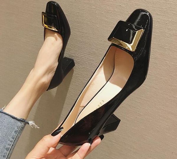 designer women nude chunky heels leather shoes patent leather hight heel 7cm fashion luxury loafers square toes pumps dress shoes, Black
designer women nude chunky heels leather shoes patent leather hight heel 7cm fashion luxury loafers square toes pumps dress shoes, Black