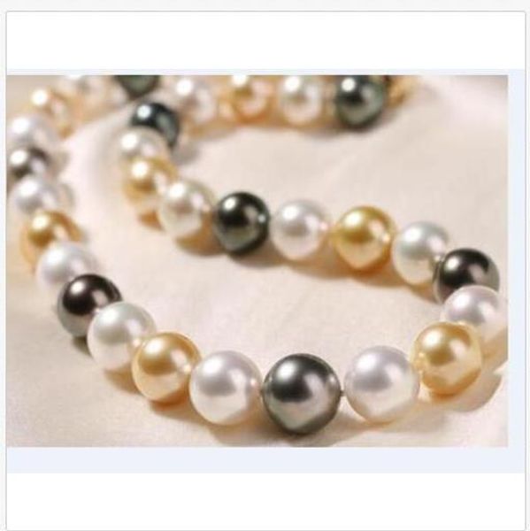 huge new10-11mm natural south sea white black multicolor pearl necklace18aaa, Silver
huge new10-11mm natural south sea white black multicolor pearl necklace18aaa, Silver