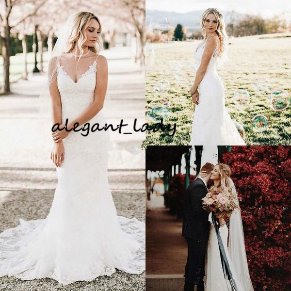 white classy mermaid wedding dresses spaghetti straps v neck country garden bridal gowns sweep train wedding gowns robe de mariée
white classy mermaid wedding dresses spaghetti straps v neck country garden bridal gowns sweep train wedding gowns robe de mariée