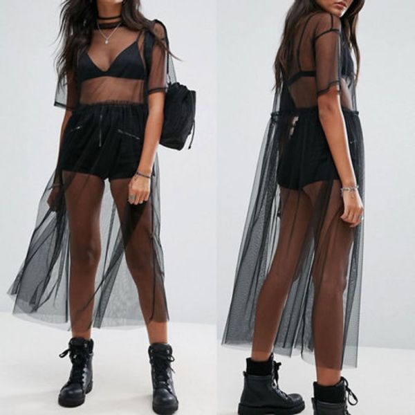 women black gauze mesh loose dress sheer short sleeve maxi sundress bathing suit tulle bikini beach cover ups beachwear new, Blue;gray
women black gauze mesh loose dress sheer short sleeve maxi sundress bathing suit tulle bikini beach cover ups beachwear new, Blue;gray