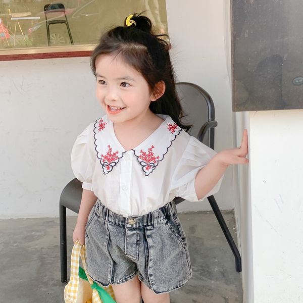 2020 girl doll baby summer doll dress foreign style bubble sleeve embroidered shirt pointed collar shirt, White;black
2020 girl doll baby summer doll dress foreign style bubble sleeve embroidered shirt pointed collar shirt, White;black