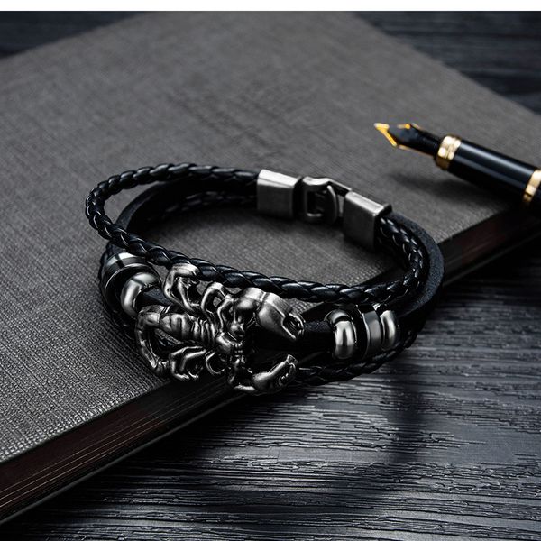 fashion leather scorpion bracelet for men boy multi-layer braided men's bracelets bangles punk black brown bangles jewelry, White
fashion leather scorpion bracelet for men boy multi-layer braided men's bracelets bangles punk black brown bangles jewelry, White