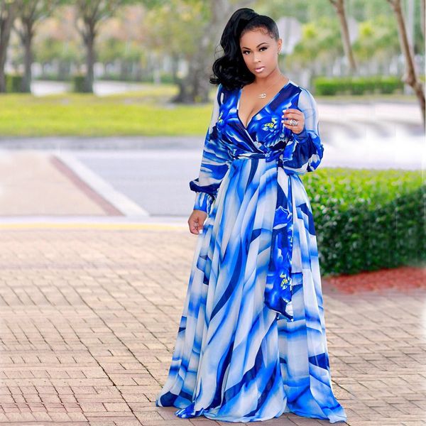 style printed long women maxi dress charming long sleeves v neck long bohemian dress holiday a line party dresses, Black;gray
style printed long women maxi dress charming long sleeves v neck long bohemian dress holiday a line party dresses, Black;gray