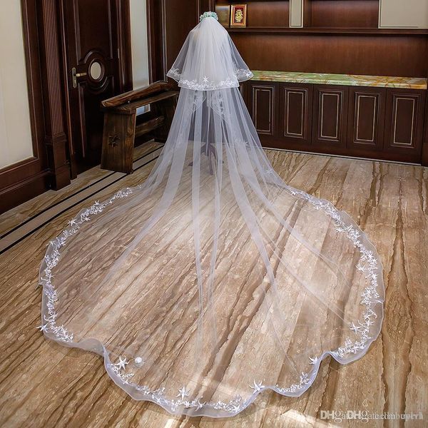 2019 white tulle embroidery 2 layers long 400cm length bridal veils white wedding women veil bridal accessories for wedding, Black
2019 white tulle embroidery 2 layers long 400cm length bridal veils white wedding women veil bridal accessories for wedding, Black
