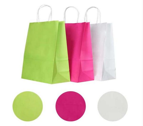 

40pcs/lot kraft paper bag with handles/21*15*8cm / festival gift bags for wedding baby birthday party