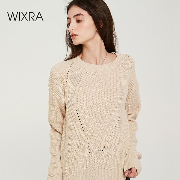 wixra women casual sweaters and pullovers 2019 autumn winter loose o neck solid hollow out knitted sweater, White;black
wixra women casual sweaters and pullovers 2019 autumn winter loose o neck solid hollow out knitted sweater, White;black