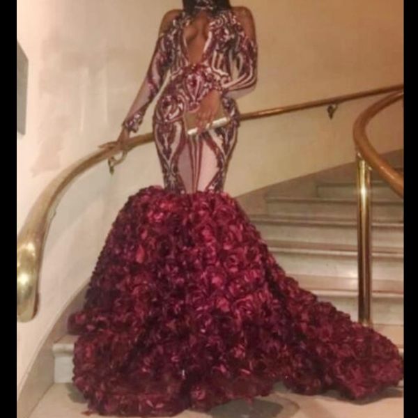 high neck 2k19 prom dresses open neck appliques rose train mermaid evening gowns zipper back long sleeves african party dress, Black
high neck 2k19 prom dresses open neck appliques rose train mermaid evening gowns zipper back long sleeves african party dress, Black